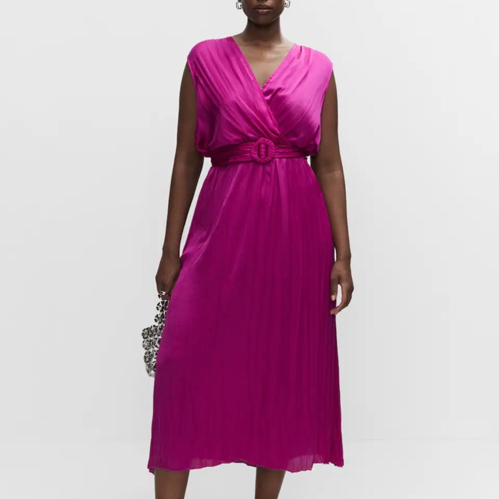 Mango fuchsia wedding guest dress